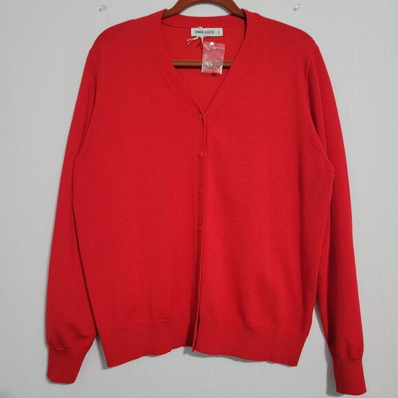 Grace Karin cardigan sweater size 2XL red classic preppy twee career wear, New - Picture 1 of 7